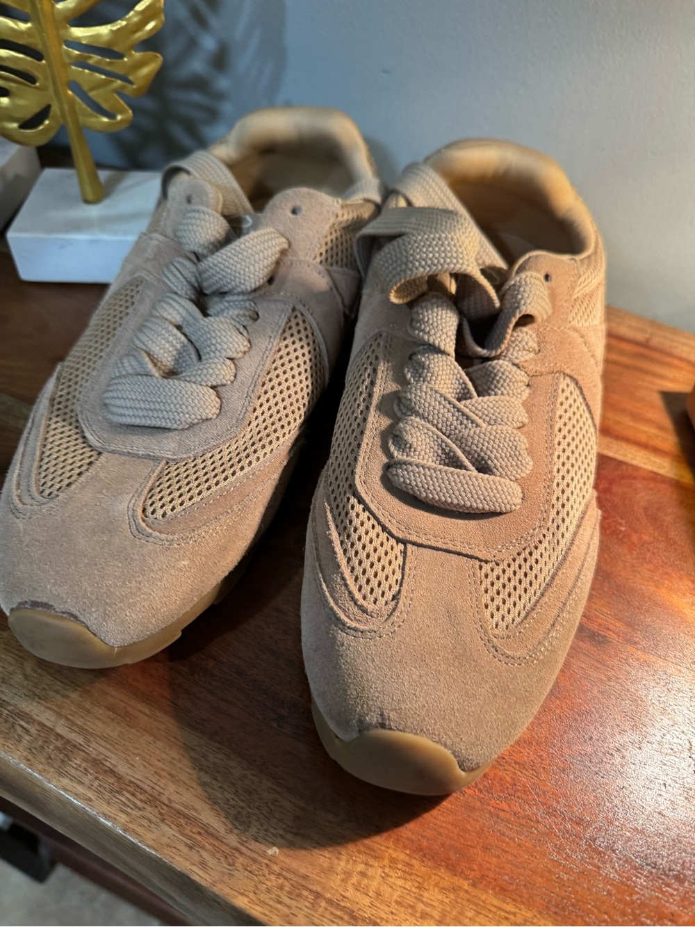 Men's Casual Suede Mesh Sneakers - Tan